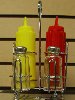 5 pc Condiment set with catsup mustard and salt and pepper shake